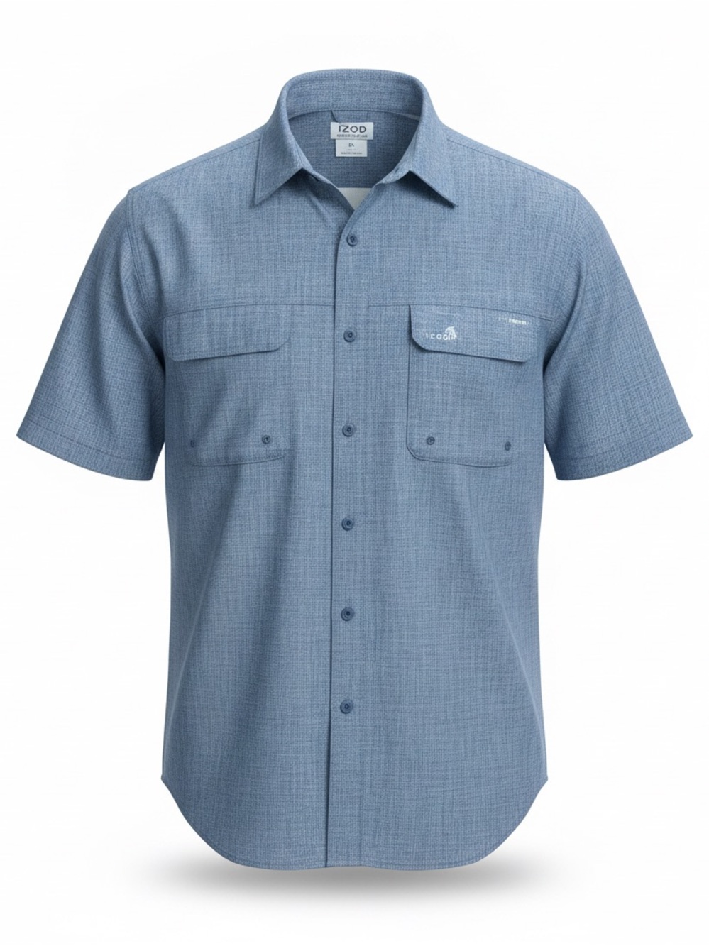 IZOD Saltwater Men’s XL Fishing Shirt Blue Short Sleeve Vented Outdoor
